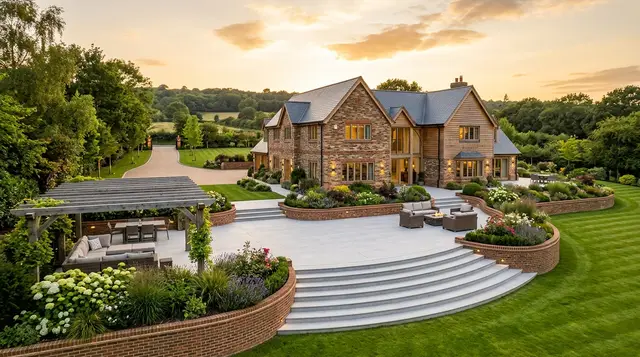 Curved porcelain terrace, patios & porcelain paving by Beyond The Wall