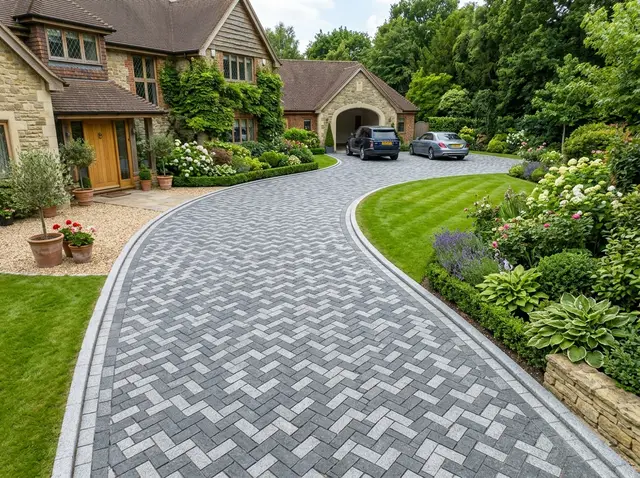 Sweeping dual-tone driveway, driveways & block paving by Beyond The Wall