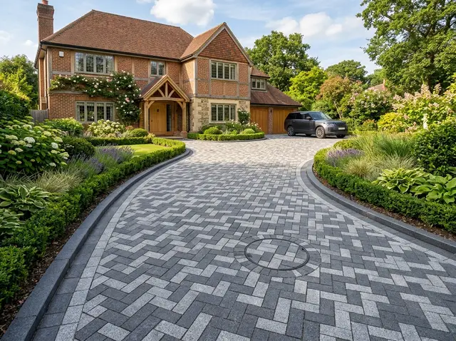 Herringbone block paving driveway in Woking, driveways & block paving by Beyond The Wall